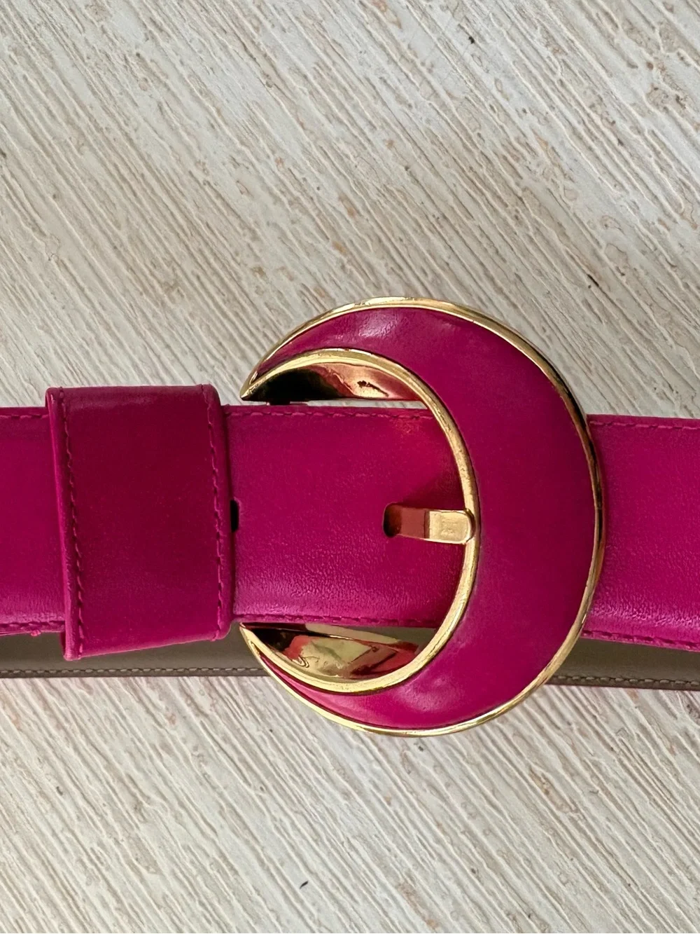 VTG Liz Claiborne Pink Leather Gold Buckle Belt Size M
